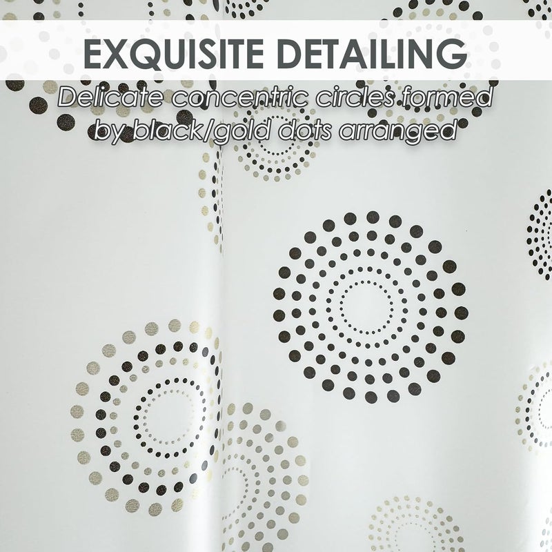 TRIMENGO Plastic Shower Curtain Liner, Waterproof Printed PEVA Shower Curtain with Design, Gold Dots Pattern, Rustproof Grommets, Standard Size 70x72 Bathtub Curtain for Bathroom (Pack of 1) - Image 4